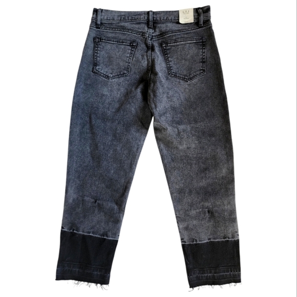 LTJ Letter to Juliet Black Washed Jeans Size 30 Raw Hem Colorblock Ankle Denim - Picture 3 of 11